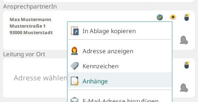 Kontextmenü Anhänge