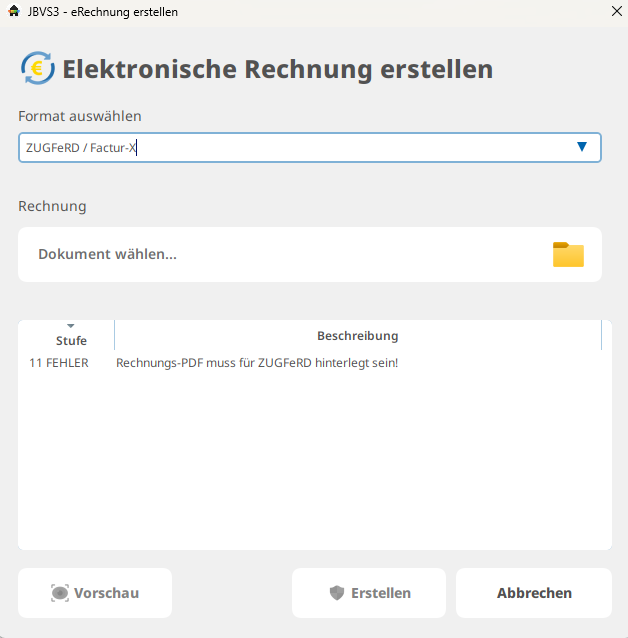eRechnungen Dialog