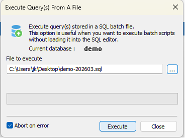 Auswahl des SQL-Files