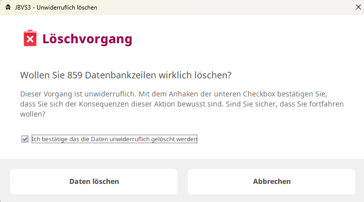 Datenlöschung bestätigen